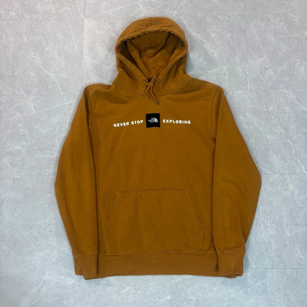 The North Face Mens Never Stop Exploring Box Logo Hoodie Mustard Yellow Medium